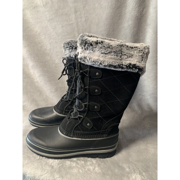 Khombu Winter Boots Womens 9 M Black Ellie Suede Faux Fur -20 Degrees Rated Cozy - Picture 3 of 16